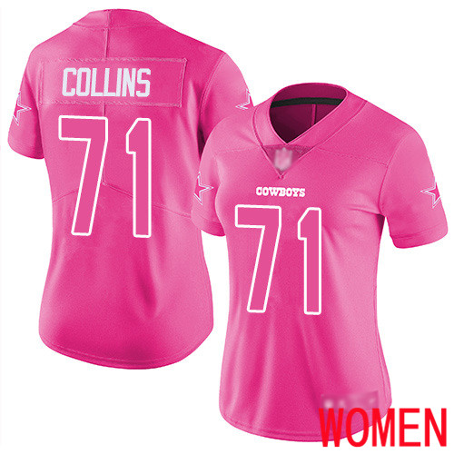 Women Dallas Cowboys Limited Pink La el Collins #71 Rush Fashion NFL Jersey